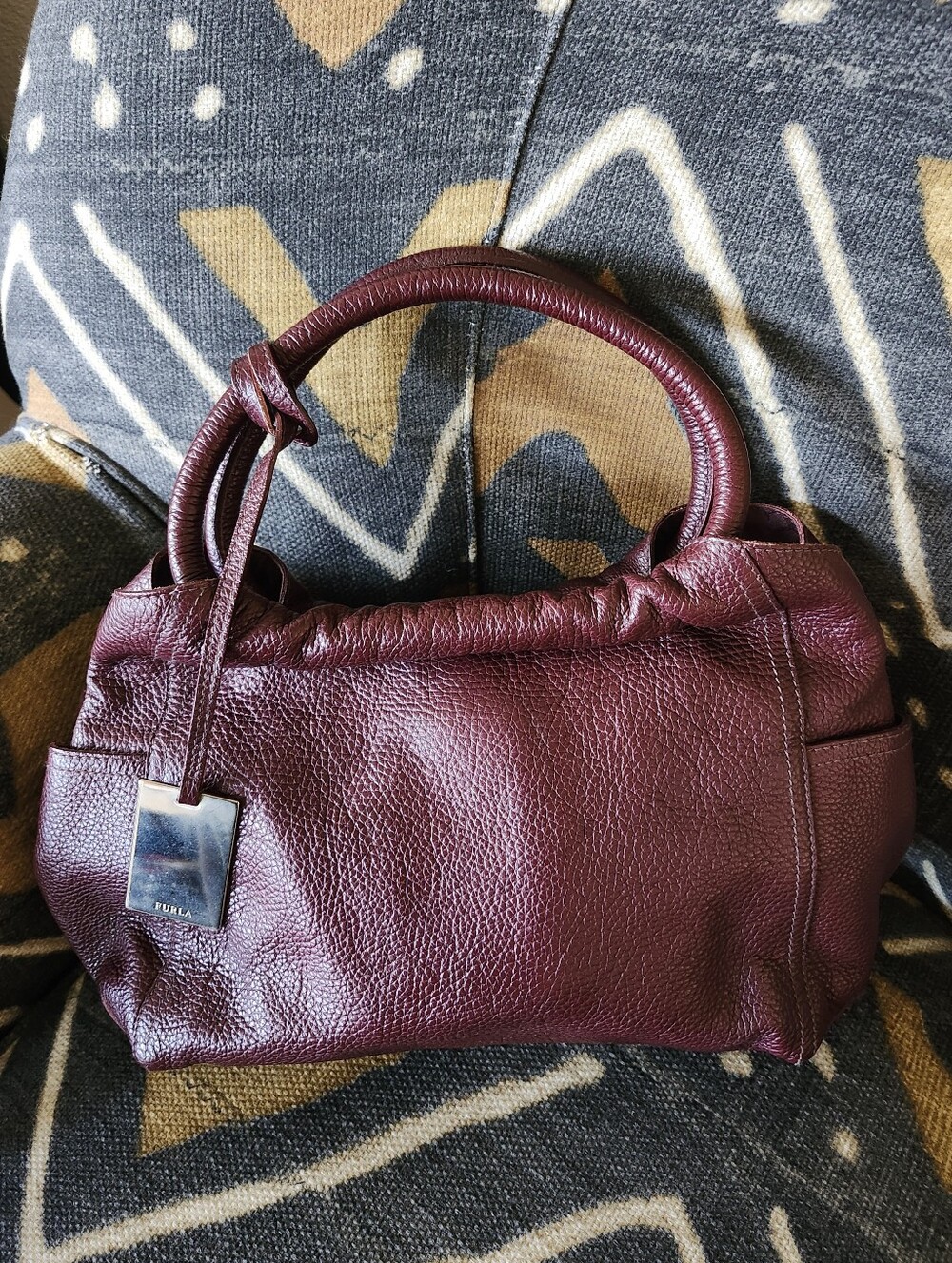 Furla Small Doctor Hobo Bag Burgundy Bordeaux Black Cherry Y2k 90s